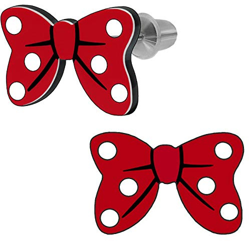 Soul-Cats Niedliche Schleifen-Ohrstecker für Damen & Mädchen aus Acryl Polka Dot Ohrringe rot mit weißen Punkten