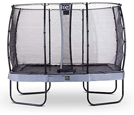 EXIT Toys Elegant Premium Rechteckiges Trampolin - 244x427cm - Deluxe Sicherheitsnetz - Extra Starker und Stabiler Rahmen - Lange Federn - Rostfrei - Einfache Montage - Luxuriöse Ausführung - Grau