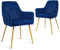 CangLong 2 Esszimmerstühle, moderner Sessel mit Armlehne für Küche, Esszimmer und Wohnzimmer, Küchenstuhl aus Samt mit goldfarbenen Beinen, Marineblau