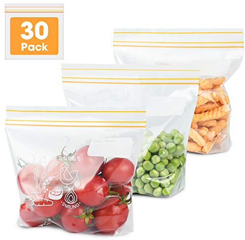 Esimlife Sacchetti sigillati per alimenti, sacchetti per congelatore, sacchetti con chiusura a cerniera, sacchetti riutilizzabili per sandwich, confezione da 30 (piccoli)