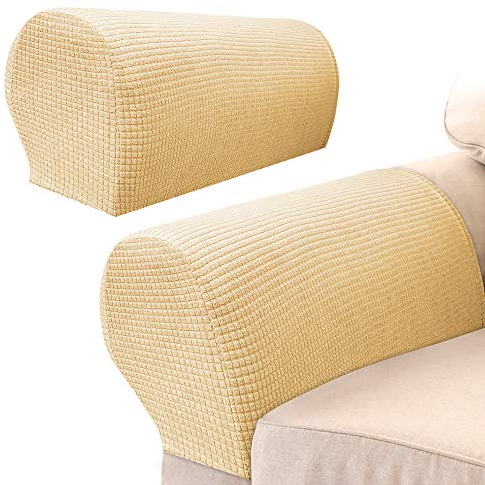 2Pcs Armlehnenschoner Sofa,Armlehnenbezüge für Sofa Elastische Universal für Sessel Abdeckung Hussen für Armlehnen von Sofa Couch dehnbares Gewebe für Möbel (Beige)