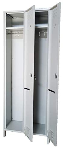 Fleda TRADING Einzelspind Spind Schließfachschrank Metallschrank Mehrzweckschrank Umkleideschrank Garderobenschrank 2 Abteil Tiefe 34 cm