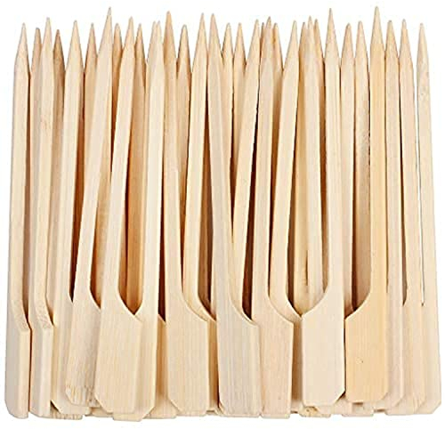 ZCDA 100pcs Bamboo Paddle Skewers Bamboo Sticks Cocktail Sticks Flat for Barbecue, Kebabs, Fruits, Sandwich Cocktail, Buffets Party (9cm)