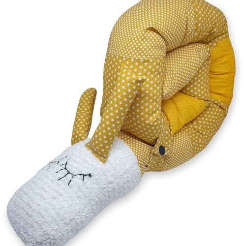 Small&Sweet Manufaktur Bettschnecke 120cm für Kinder - Kuschelschnecke Handmade in Germany - besonders niedlich für das Baby-Bett (gelbe Schnecke)