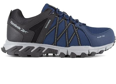 Reebok Scarpe di Sicurezza Trail Grip S1P SRC 44 Low in Microfibra e Pelle in Alluminio Blu Marino e Nero Navy/Nero