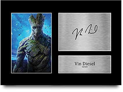 HWC Trading A4 Vin Diesel Guardians of the Galaxy Groot Geschenke Gedruckt, Signiert Autogramm Bild Für Film-Erinnerungsstücke-Fans