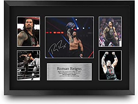 HWC Trading FR A3 Roman Reigns Wrestling Geschenke Gedruckt, Signiert Autogramm Bild Für WWE & WWF Erinnerungsstücke-Fans - A3 Framed