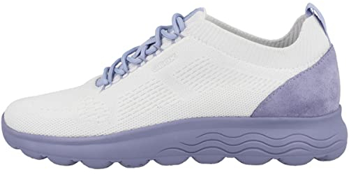 Geox Damen D SPHERICA Sneaker, Off White/LT Violet, 38 EU