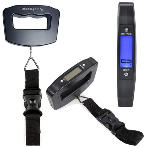 Handheld Portable Digital Luggage Scale with Grip - Travel Portable Electronic Weighing Suitcase and Bag Electronic Travel Scale - 110Lb/50kg - Black