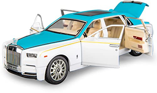 TGRCM-CZ Rolls-Royce Phantom-Modellauto, Zinklegierung, Rückziehspielzeug, Druckguss-Spielzeugautos mit Sound und Licht, für Kinder, Jungen, Mädchen, Geschenk (blau)