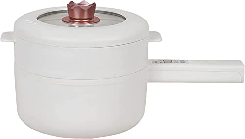 Pentola Elettrica Da 1,6 Litri- Fornello Multifunzione Per Wok/tagliatelle Bistecca/pentola Per Zuppa/cuocere Il Riso/fornello Da Viaggio Padella Elettrica Antiaderente (Size : With steamer)
