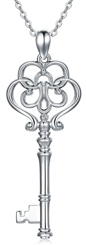 ONEFINITY Viktorianische Schlüssel-Halskette, 925er-Sterlingsilber, Retro-Vintage-Schlüsselschmuck, Geschenke für Frauen und Mädchen