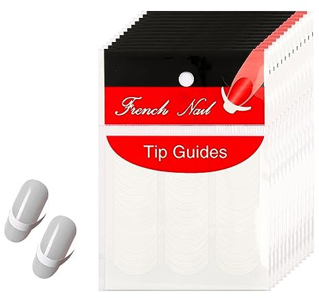 Jagowa French Tip Stickers,12 Sheets, 576 PCS French Nail Stickers, Smile Shape Tip Guide, Self-Adhesive Manicure Decoration - DIY Nail Art Tools