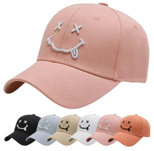Baynetin Casquette de Baseball, Coton Anti-Soleil Baseball Cap avec Brodée, Homme Femme été Unisexe Réglable Casquettes Hip Hop Sport Extérieur Sunhat Chapeau (Rose)