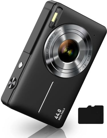 Digital Camera, FHD 1080P Digital Point and Shoot Camera with 16X Zoom Anti Shake, 32GB Card, Compact Small Camera for Boys Girls Kids, Black