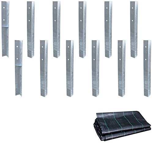 Wickey SolidLock Winkelanker aus feuerverzinktem Stahl für Spieltürme, Schaukeln, Stelzenhäuser - 12er-Set Anker inklusive Schrauben & Unkrautvlies - Bodenanker, Erdanker 500x45x45 mm