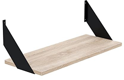 AKKE Wandregal - Hängeregal mit 18 mm Möbelplatte und Metallhalterungen - Wandablage für Moderne Wohnräume, Bücher, Pflanzen und Deko - Loft Flat 70 cm x 20 cm Sonoma