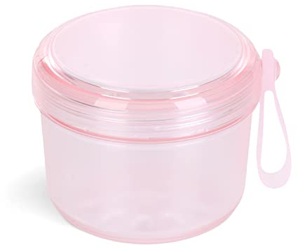 Denture Case, No-Leak Retainer Cleaner Case, Denture Cup for Soaking Dentures Retainers Mouth Guard Night Guard, Denture Bath False Teeth Container for Traveling (Transparent Pink)
