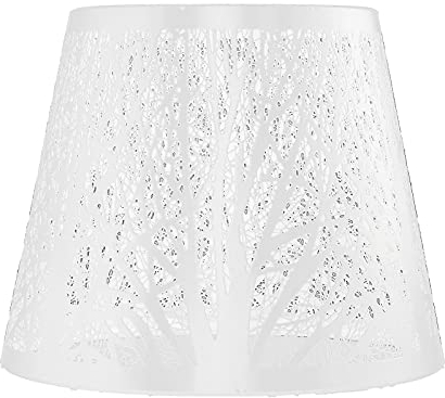 Abat-jour En Métal Couvercle De Lampe De Table Sculpté Forêt Arbre En Forme D'abat-jour E27 Mini Abat-jour Décoration Pour Salon Chambre Décoration(Blanc)