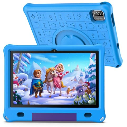 PRITOM Tablet Android 12 para niños, WiFi, Pantalla IPS HD de 10'', 3 GB+64 GB, Software IWAWa Kids preinstalado, Control de Juegos de Aprendizaje y Aplicaciones educativas, con Estuche de Seguridad