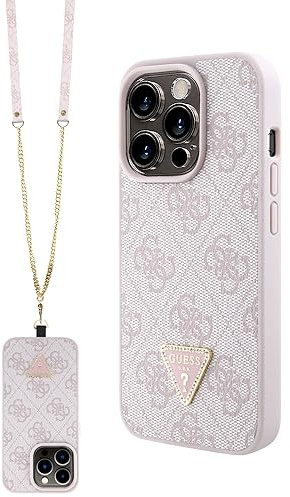 Guess GUHCP15LP4TDSCPP Hülle für iPhone 15 Pro 6.1 Rosa hardcase Crossbody 4G Metal Logo