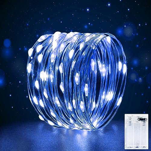 FFZZKJ Fairy Lights Battery Operated for Bedroom Indoor 3M 30LED Battery Powered Timer LED Lights Micro String Lights Copper Wire Fairy Lights for Christmas Decorations Festival Wedding Party, Blue