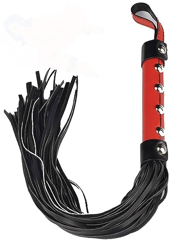 HUNTVE Fouet d'apprivoisement en Cuir équestre pour Hommes et Femmes, Fouet Musculaire Relaxant de Style Sportif (Noir)
