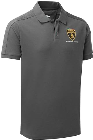 Automobili Lamborghini Herren-Poloshirt, leicht, klassisch, grau, offizielles Merchandise-Produkt, Größe M, grau