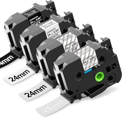 MarkField Kompatibel Schriftband Ersatz für Brother P-Touch Bänder TZ TZe-151 155 251 355 24mm 0.94 Laminated Etikettenband für PT-P700 D450 D600 P750W P900W P910BT P900 P950NW 2430, 4 Pack