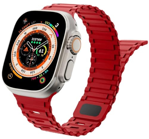 Cinturino Magnetico per Apple Watch Ultra Cinturino 49mm 46mm 45mm 44mm 42mm Donna Uomo,Cinturini di Ricambio Sportivo in Silicone Morbido per iWatch Ultra 2 Series 10/9/8/7/6/5/4/3/2/SE/Ultra 2