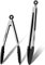 Anaeat Non-Stick Silicone Locking Tong Set of 2 - Stainless Steel 9 and 12 Kitchen Food Tongs with Non-Slip Silicone Tips and Grip for Cooking, Baking and BBQ - Heavy Duty & Heat Resistant (Black)