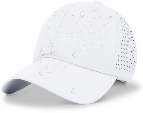 Alorn Waterproof Sport Cap Quick Dry Baseball Caps Mens Running Golf Sun Protection UPF50+ Breathable Lightweight Adjustable Mesh Back Cap White