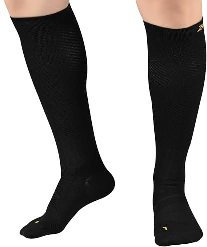 ZaTech Plantarfasziitis Kompressionsstrümpfe für Herren & Damen, Sport Kompressionssocken. (Schwarz, 35-38)