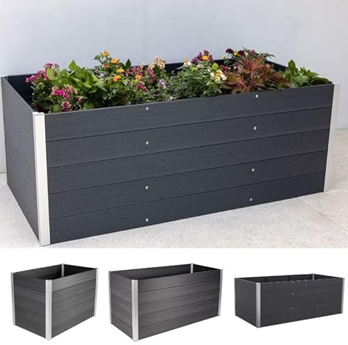 HORI® WPC-Hochbeet Pflanzkasten Gemüsebeet Frühbeet Gartenbeet | 3 Größen verfügbar | Farbe: Anthrazit mit Holzoptik | Langlebig, wetterfest & pflegeleicht Größe: 110 x 70 x 75 cm