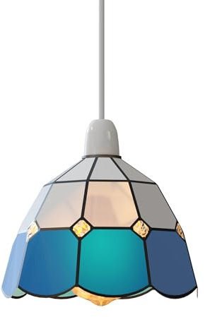 Tiffany Glass Pendant Light Shades Stained Glass Lamp Shade Easy Fit Light Fixture Replacement Shade for Wall Sconce Pendant Light Chandelier (Blue 1 Pack)