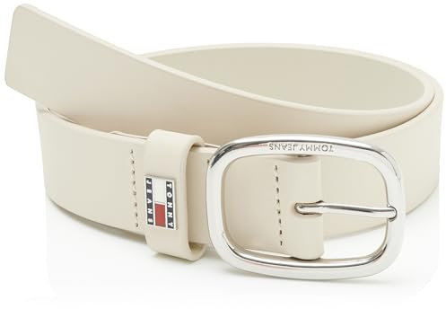 Tommy Jeans Damen Tjw Oval 3.0 Aw0Aw15836 Fester Gürtel, BEIGE (Newsprint), 85