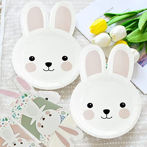 Easter Bunny Tableware Set - Disposable Paper Plates, Napkins, Cups, Tablecloth, Cutlery for Easter & Kids Birthday Parties - Includes Party Flags (One Size)