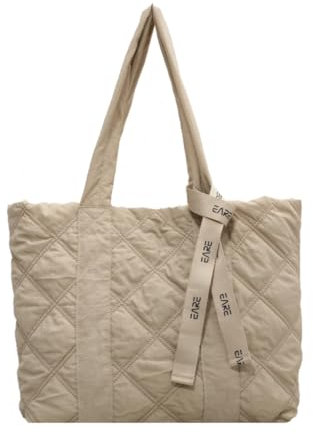 oukesin Umhängetasche Tasche Damen Puffer Tragetasche Tasche mit Reißverschluss für Alltag/Büro/Schule, Beige