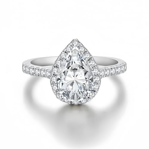 9k/14k/18k Gold Moissanite Engagement Rings for Her, 1ct Pear Shaped VVS1 Clarity D Color Moissanite Ring Weddings Anniversary Jewellery Luxury Bridal Gifts for Women Style C