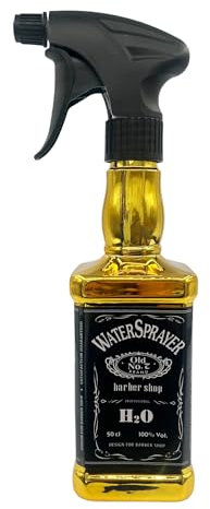 Eson Hair Water Spray Bottle 500ml, Whisky Style Spray Bottle for Hair, Mist Plant Mister, Barber Salon Hairdresser - Retro Stylish, Empty Refillable Sprayer for Cleaning (Gold)