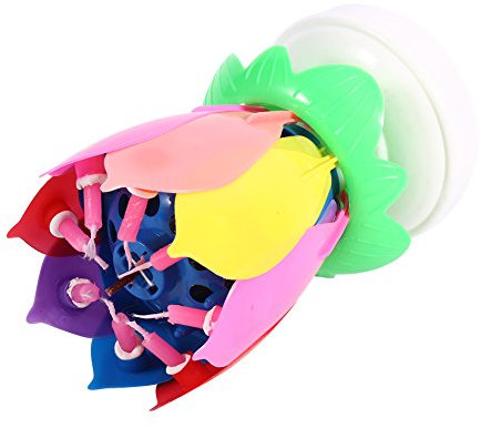 Qukaim Lotus er Candle Mehrfarbige Lotusblüte Kuchendekoration, musikalische rotierende Kerzenblüte, runder Boden, Design für Geburtstagsfeiern, 15 cm Durchmesser