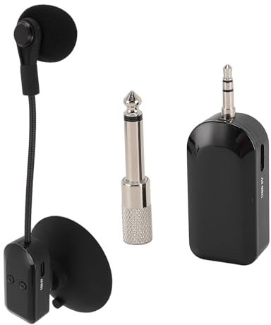 ASHATA Microfonico per Strumenti Wireless 2.4G, Microfono per Strumenti con Ventosa, per Chitarra, Violino, Fisarmonica, Violoncello, Cetra, Liuto, Performance Sul Palco