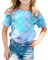 T-Shirt Damen Mit Aufdruck Fischschuppen Rundhals Oberteile Mädchen Sommer Kurzarm Große Größen Freizeit Lässig Lockere