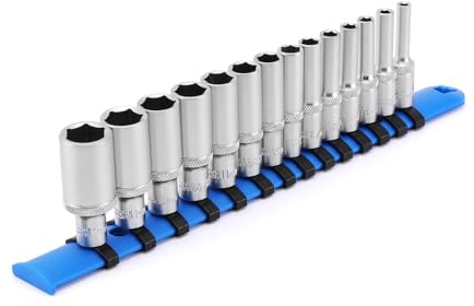 Mayouko 14 Pcs 1/4 Drive Deep Impact Socket Set, 6-Point, 4-15mm, CR-V