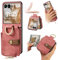 Wuhaizher for Motorola Razr 60 Ultra Case with Ring Holder Foldable Leather Wallet Cover with Card Holder PC Back Anti-Scratch Protective Shockproof Phone Zipper Case for Moto Razr 60 Ultra, Pink