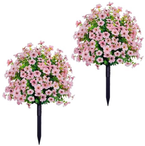 Lot de 2 boules topiaires artificielles violettes de 60 cm avec piquets, résistantes aux UV et à la décoloration, plantes artificielles d'extérieur pour décoration de maison, jardin, cour, terrasse