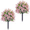 Lot de 2 boules topiaires artificielles violettes de 60 cm avec piquets, résistantes aux UV et à la décoloration, plantes artificielles d'extérieur pour décoration de maison, jardin, cour, terrasse