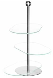 LEONARDO HOME CENA Etagere • 1 Stück • Moderne Glasetagere • für Kuchen und Häppchen • elegante Etagere • für Brunch und Buffet • Zeitloses Design • für jede Gelegenheit • Höhe 39 cm • silber • 025364