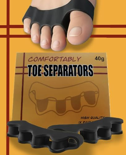 Comfortably Toe Separators, 1 Pair. Quality + Comfort Silicone Toe Spacers for Overlapping Toes - Foot Realignment - Toe Spreaders (Black, One Size)
