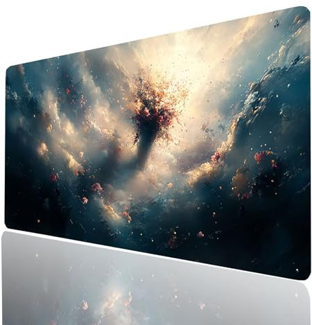 Flower Mouse mat Abstract Gaming Mouse Pad Large 28 x 12 x 0.12 Inch Stitched Edges Washable, Desk Mat Non-Slip Rubber Base, Mousepad Improves Speed Precision for PC Wireless Keyboard Model-09132